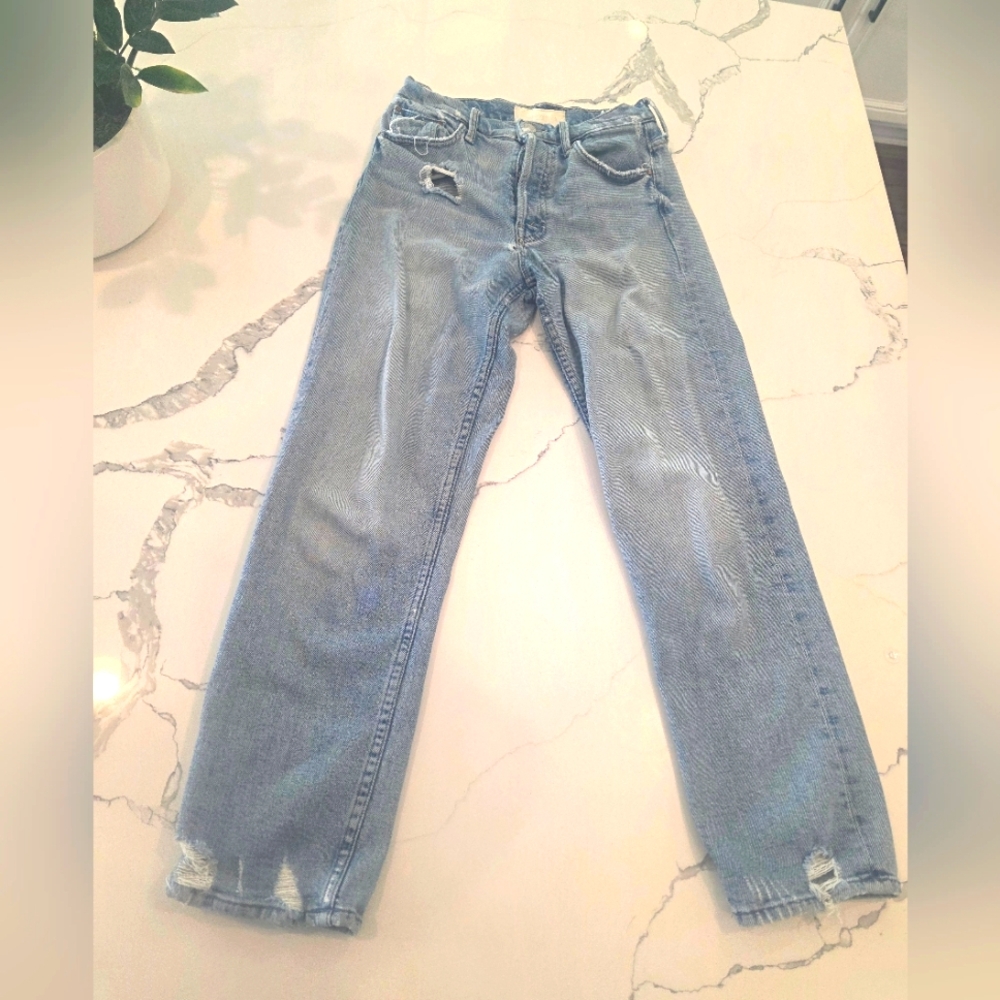 MOTHER Women's Blue Distressed Jeans